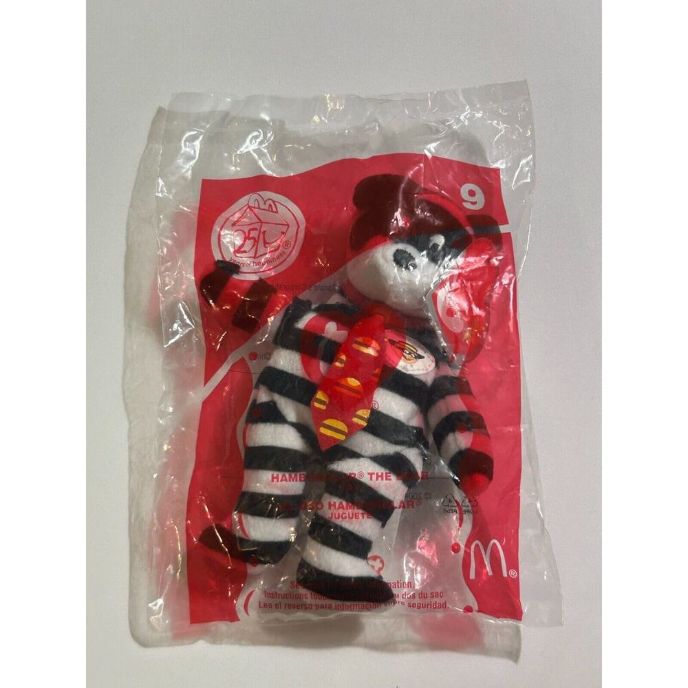 2004 TY HAMBURGLAR The Bear Teenie Beanie Baby #9 McDonalds Happy Meal Toy NEW